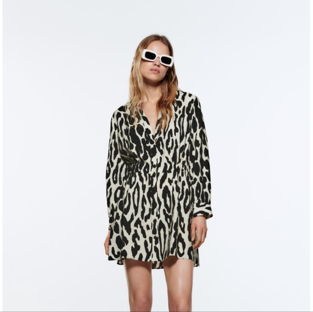 Zara animal print shirt dress XXL